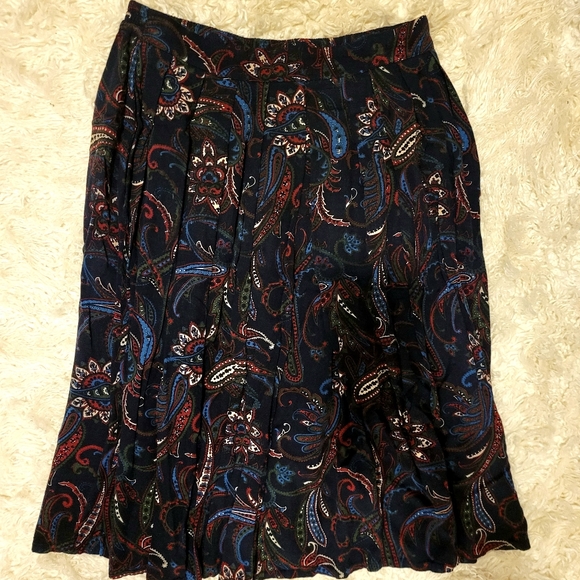 Vintage 90's Navy Paisley Prairie Skirt - Picture 2 of 2